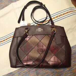 Brand New Coach 'Brooke' Leather Carryall Purse, Oxblood Purple/Wine Red